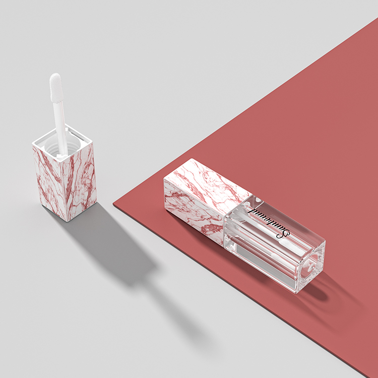 廠家定制方形大理石紋唇釉管化妝品包裝